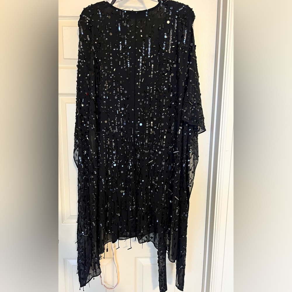 🖤MAC DUGGAL 94044 Beaded Cape Sleeve Dress: Black Sequin Mini❤️‍🔥SOLD OUT ONLINE - Picture 14 of 14